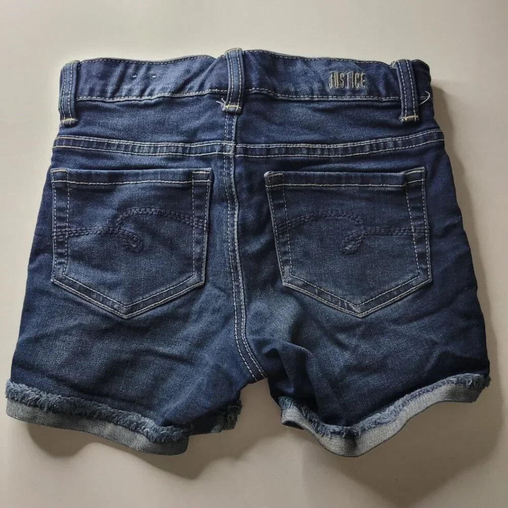 Justice Jean Shorts‎ Girls Size 12 Denim Rolled Distressed Cuffs